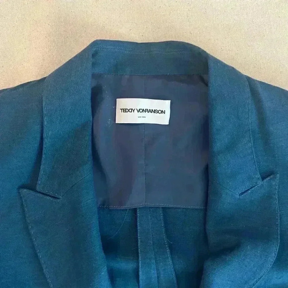 Teddy Voranson | SB Peak Lapel Linen Blazer - Azure / Sz 42R [NWT] - Picture 6 of 9
